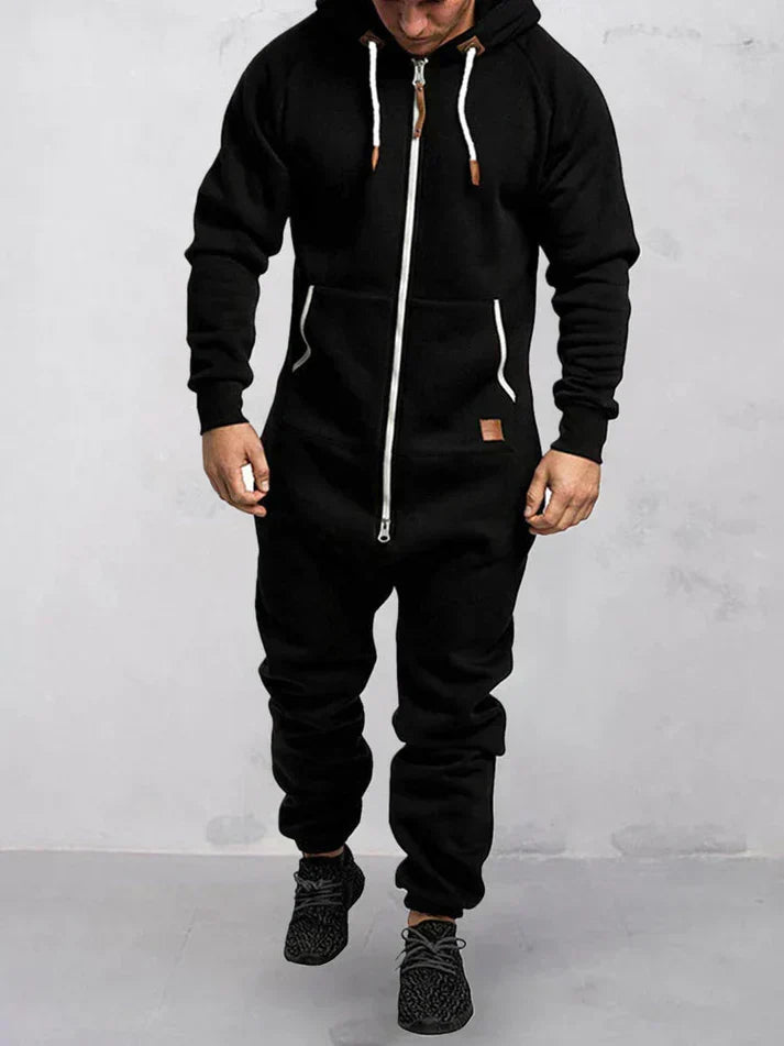 Riston Men's Jumpsuit – Warm Hooded Fleece Jumpsuit in Casual Style