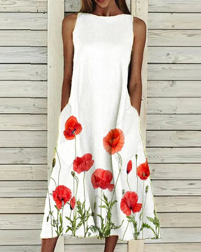 Alexandra Women's Summer Dress – Lightweight & Elegant Midi Floral Dress for Sunny Days