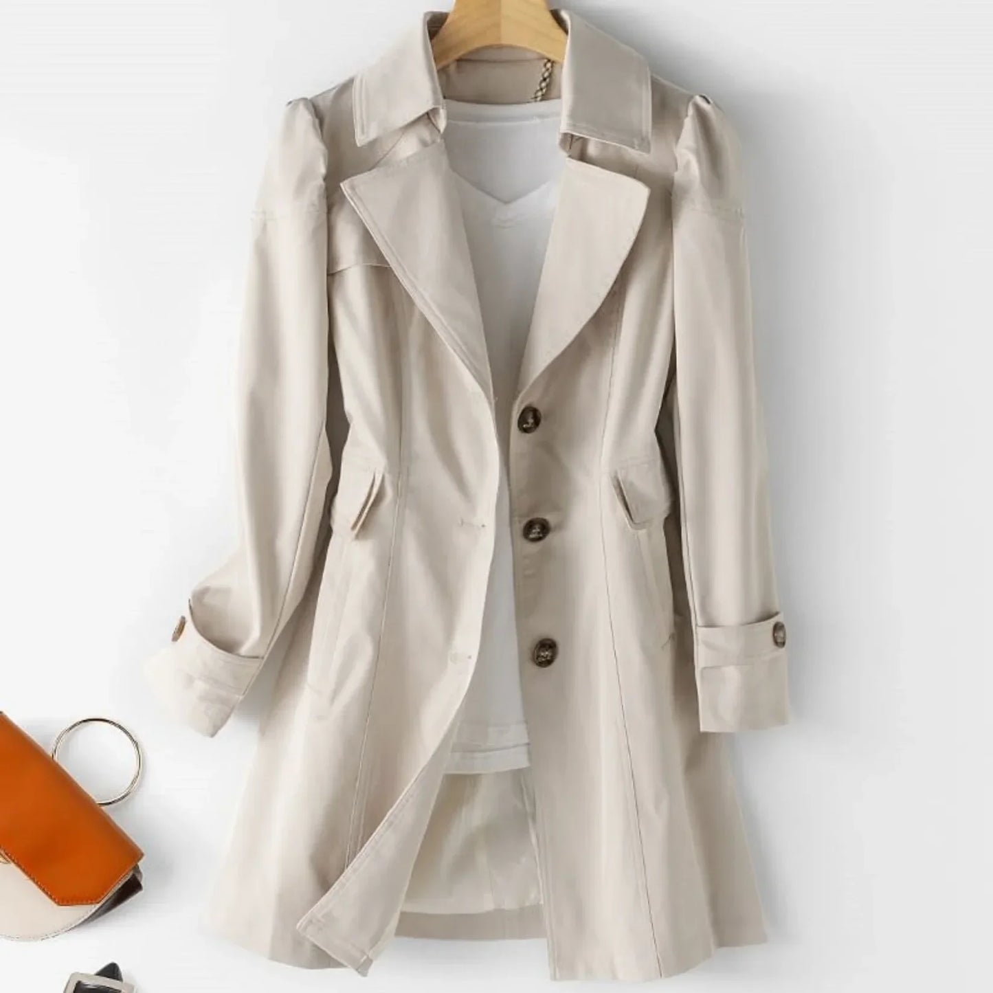 Livia Manteau Femme – Trench-Coat Imperméable Élégant au Style Classique & Intemporel