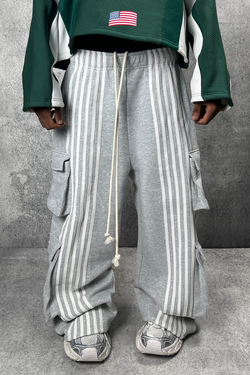 ARCHIVE CARGO STRIPE SWEATPANTS - GRAY