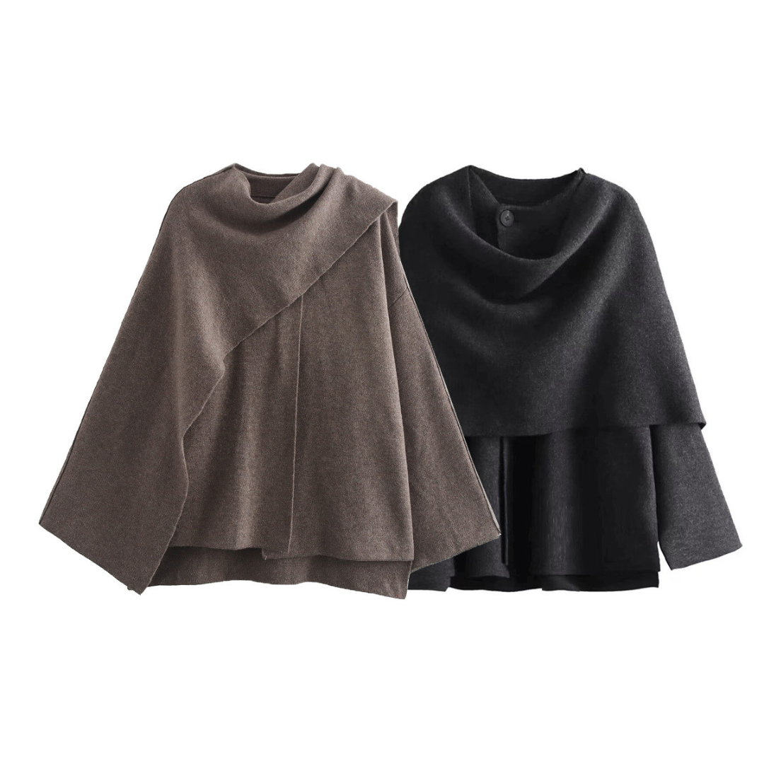 Emma Women's Poncho – Asymmetrical in Wool, Elegant & Ideal for Winter Warmth