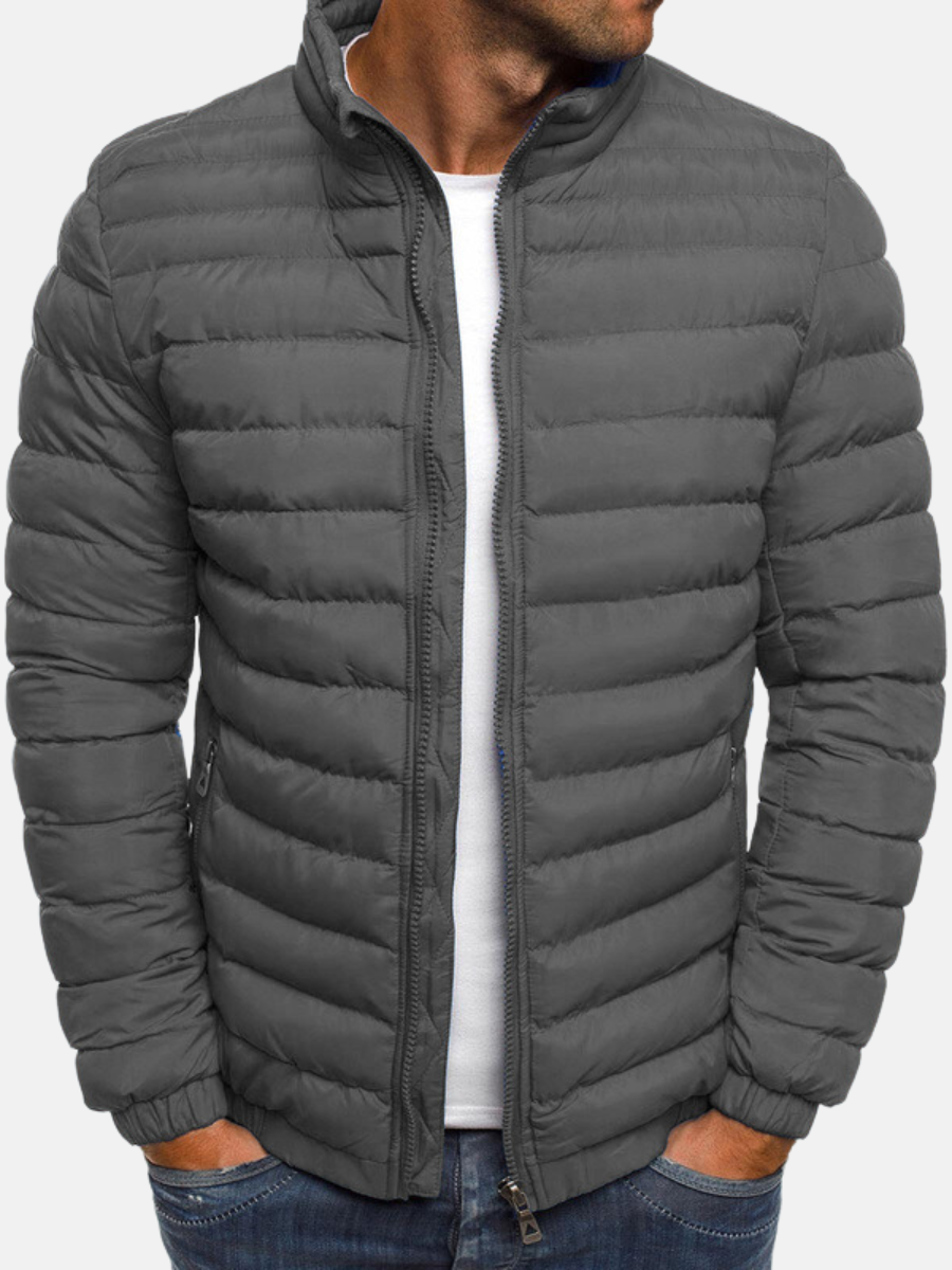 Manuel Quilted Jacket for Men – Lightweight Straight Cut with High Collar & Zipper Closure