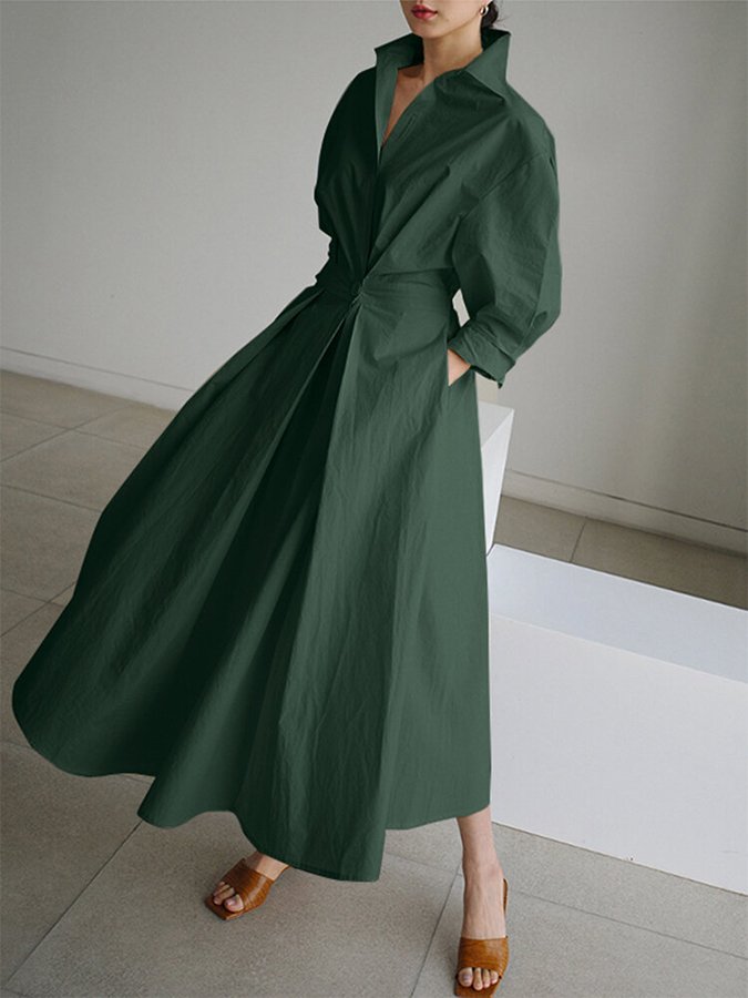 Lucie Midi Dress for Women – Flattering Cut with Buttons and Lightweight, Timeless Design