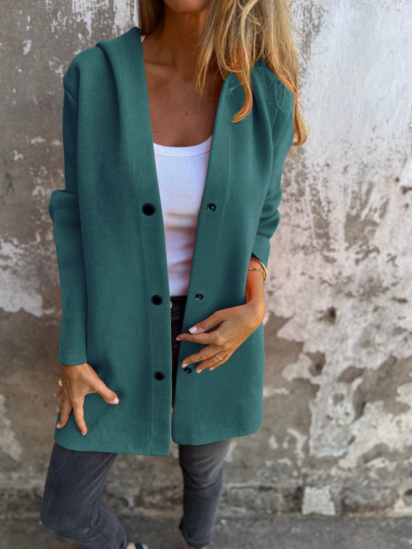 Kathryn Long Hooded Jacket – Lightweight & Stylish, Perfect for Mid-Season Women