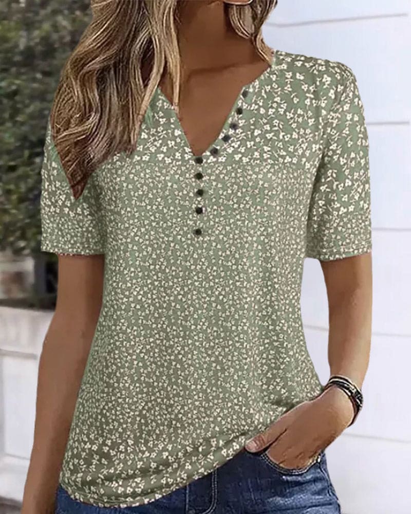 Summer Women's Naomi – Floral Print T-Shirt with Short Sleeves & Comfortable Stretch Fit