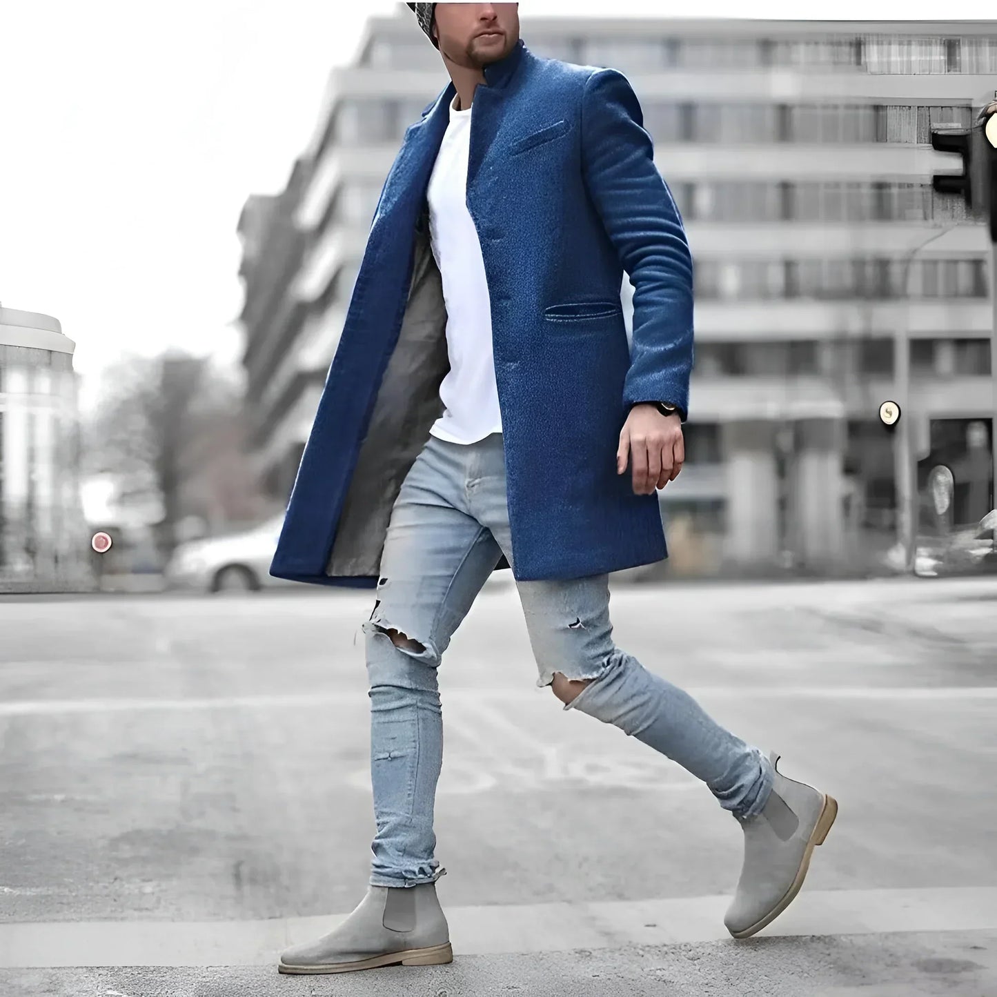 James Long Coat for Men – Elegant Long Duster in Warm Wool with Timeless Style