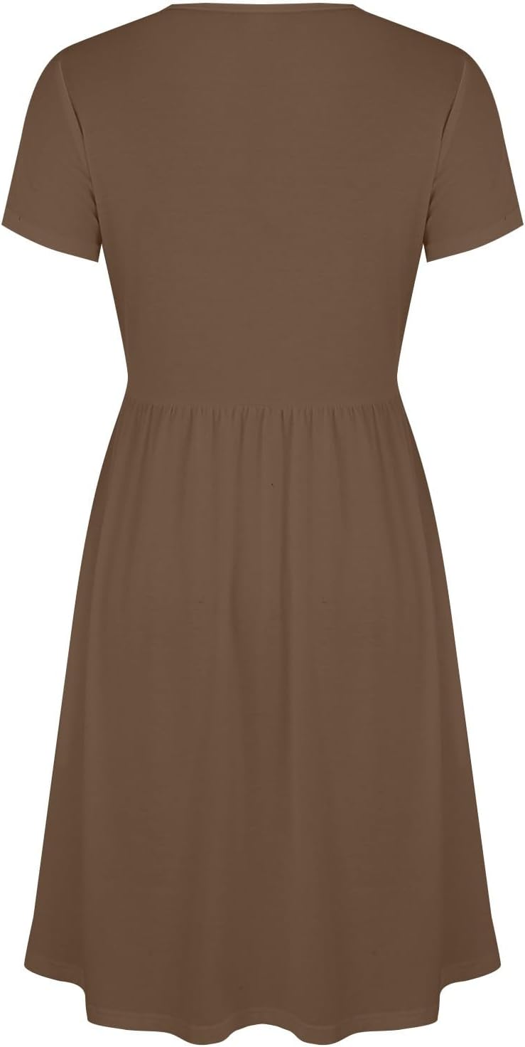 Claire Women's Dress – Elegant Summer A-Line Midi Dress with V-Neck Wrap and Empire Waist