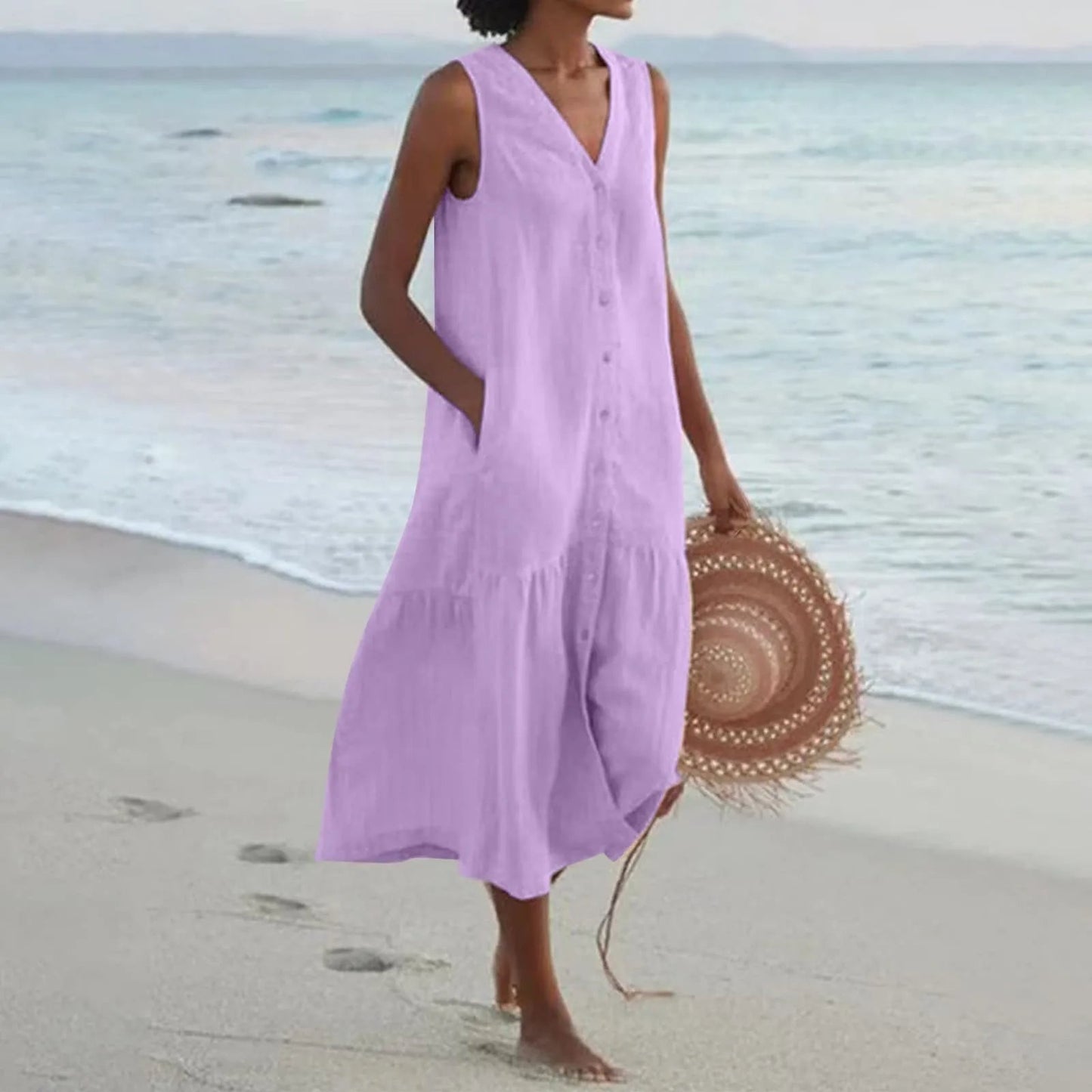 Summer Dress for Women Lena – Elegant V-Neck Dress with Airy Cut & Timeless Design
