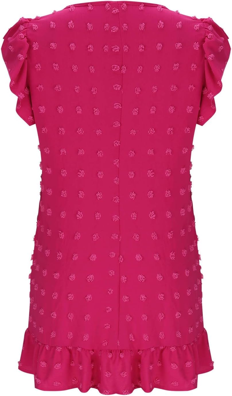 Chloé Women's Dress – Midi Dress with V-Neck, Short Ruffled Sleeves, A-Line Cut for Summer