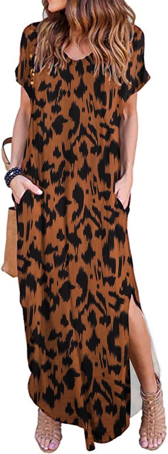 Julie Maxi Dress for Women – Casual Elegant Summer Long V-Neck Split Dress