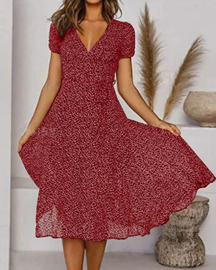 Elise Women's Chiffon Dress – Lightweight Floral Print, V-Neck & Flowing Summer Fit