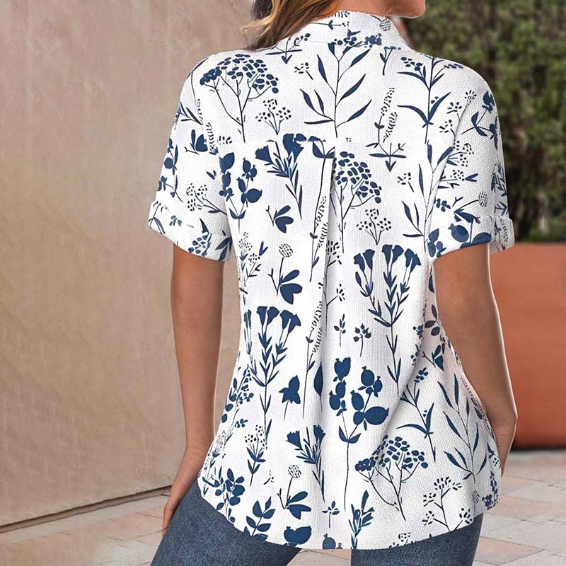 Heidi Blouse for Women Summer – Lightweight Short Sleeve Top with Elegant Floral Print