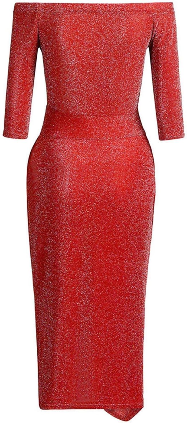 Mia Women's Dress – Mini Off-Shoulder Bodycon Dress with Slit for Evening