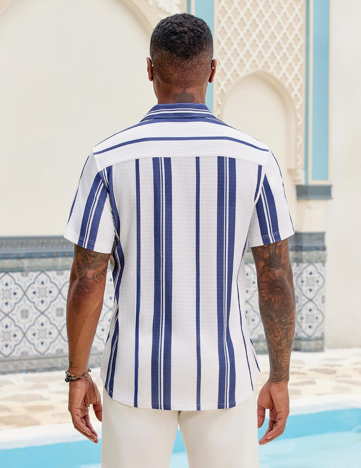Ben Men's Shirt – Stretch Slim Fit, Wrinkle-Free & Short Sleeves