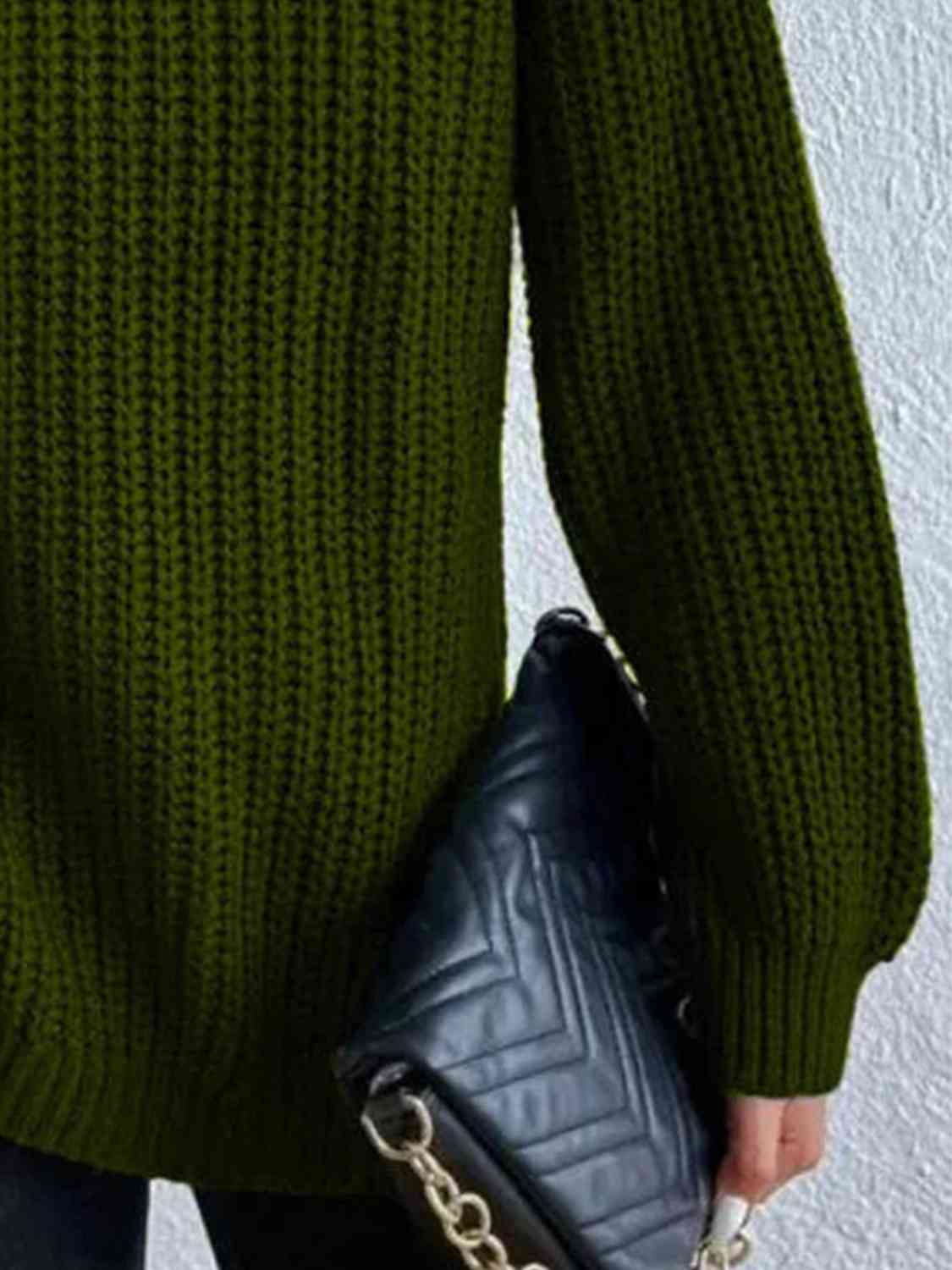 Angela Pull Femme – Pull à Col Roulé Côtelé avec Fente Latérale Chic pour Automne/Hiver Élégant