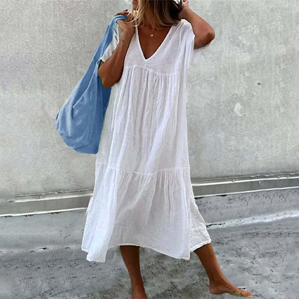 April Robe Maxi Femme – Imprimé Fleuri en Coton, Coupe Aérienne & Ample en A-Ligne
