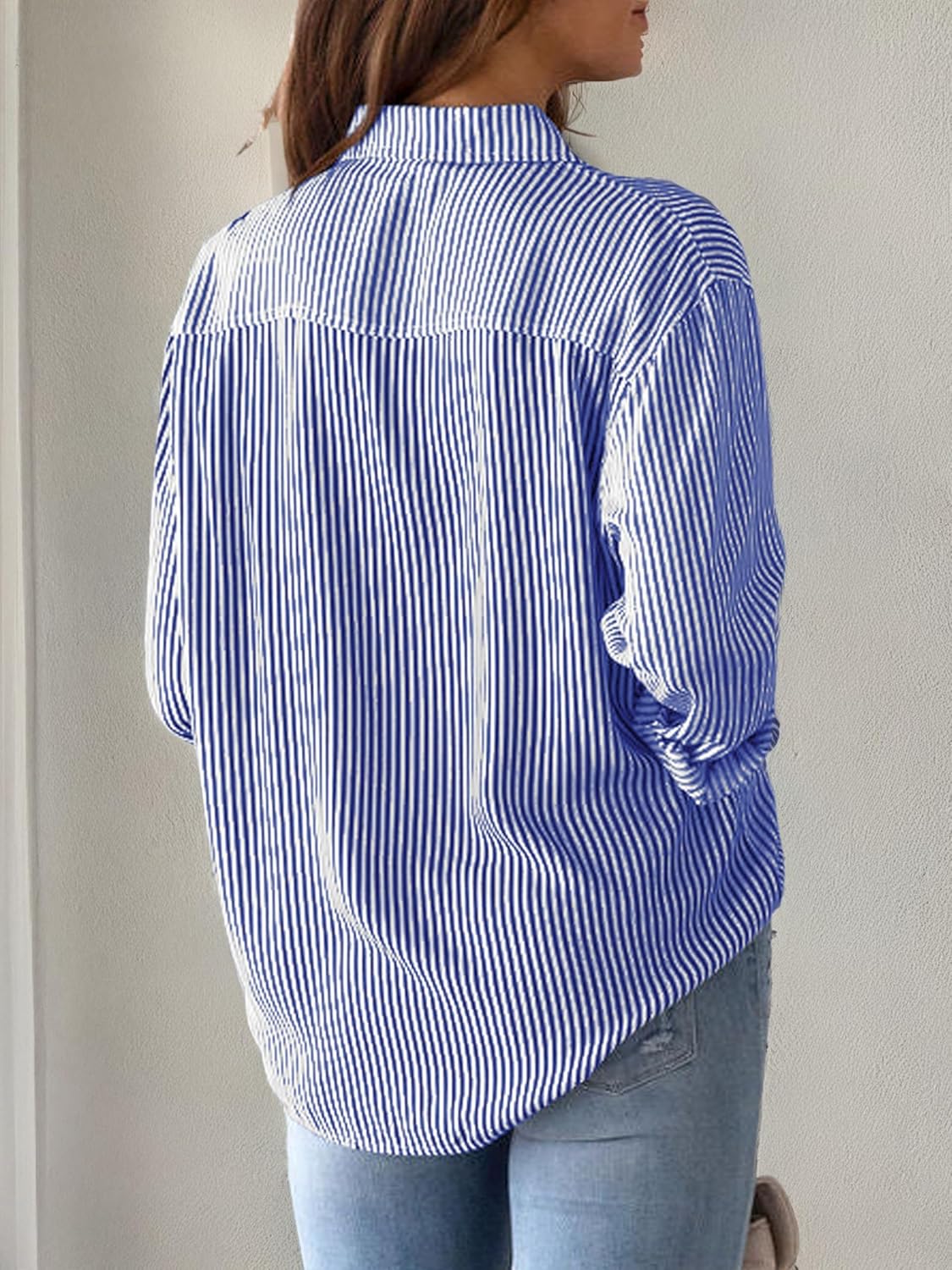 Nicole Women's Striped Shirt – Classic Fit, Long Sleeves, Chic Pleat-Free