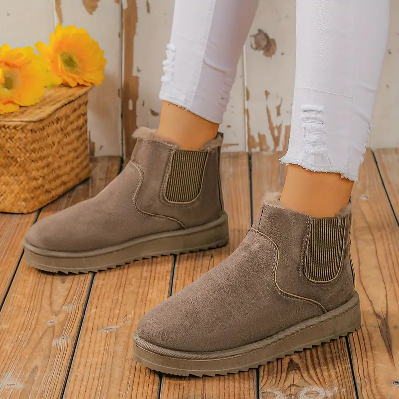 Millie Bottines Femme – Chaudes Bottines à Enfiler avec Doublure Fausse Fourrure & Semelle Robuste
