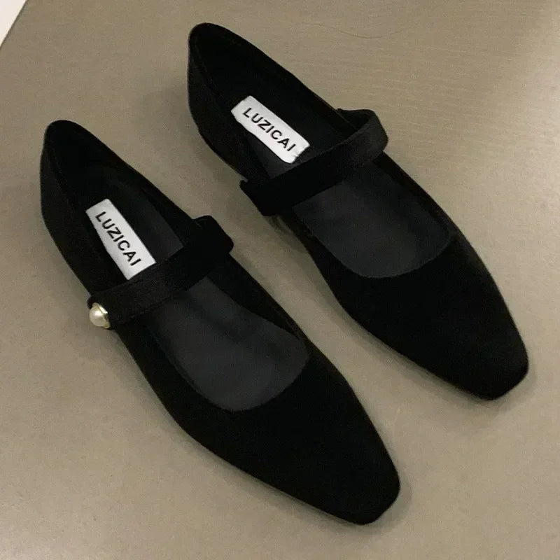 Amélie Ballerines Femme – Chaussures Élégantes à Bride Perle & Bout Pointu Chic