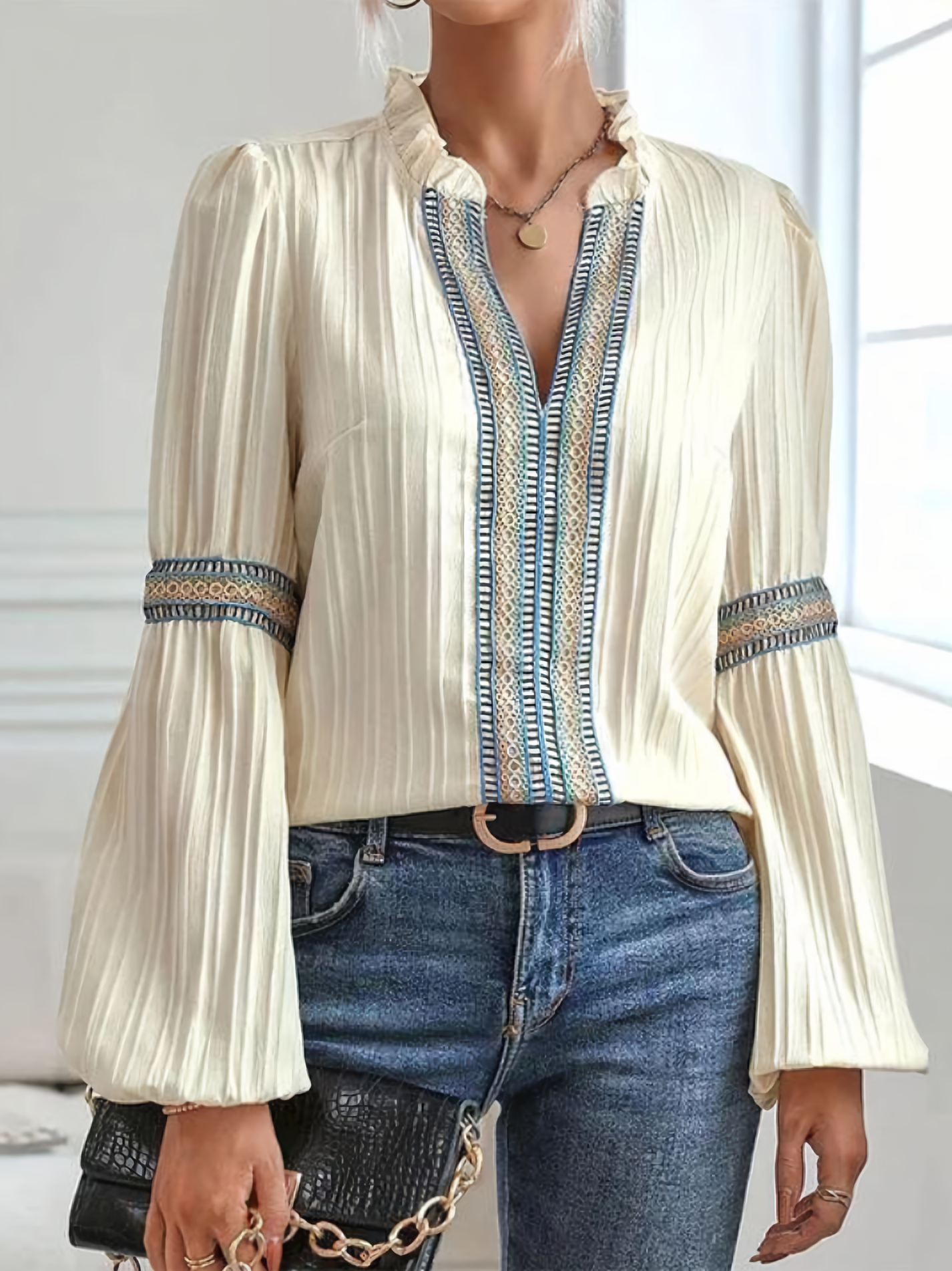 Caroline Blouse Boho Femme – Blouse Élégante et Légère au Style Bohème avec Détails Modernes