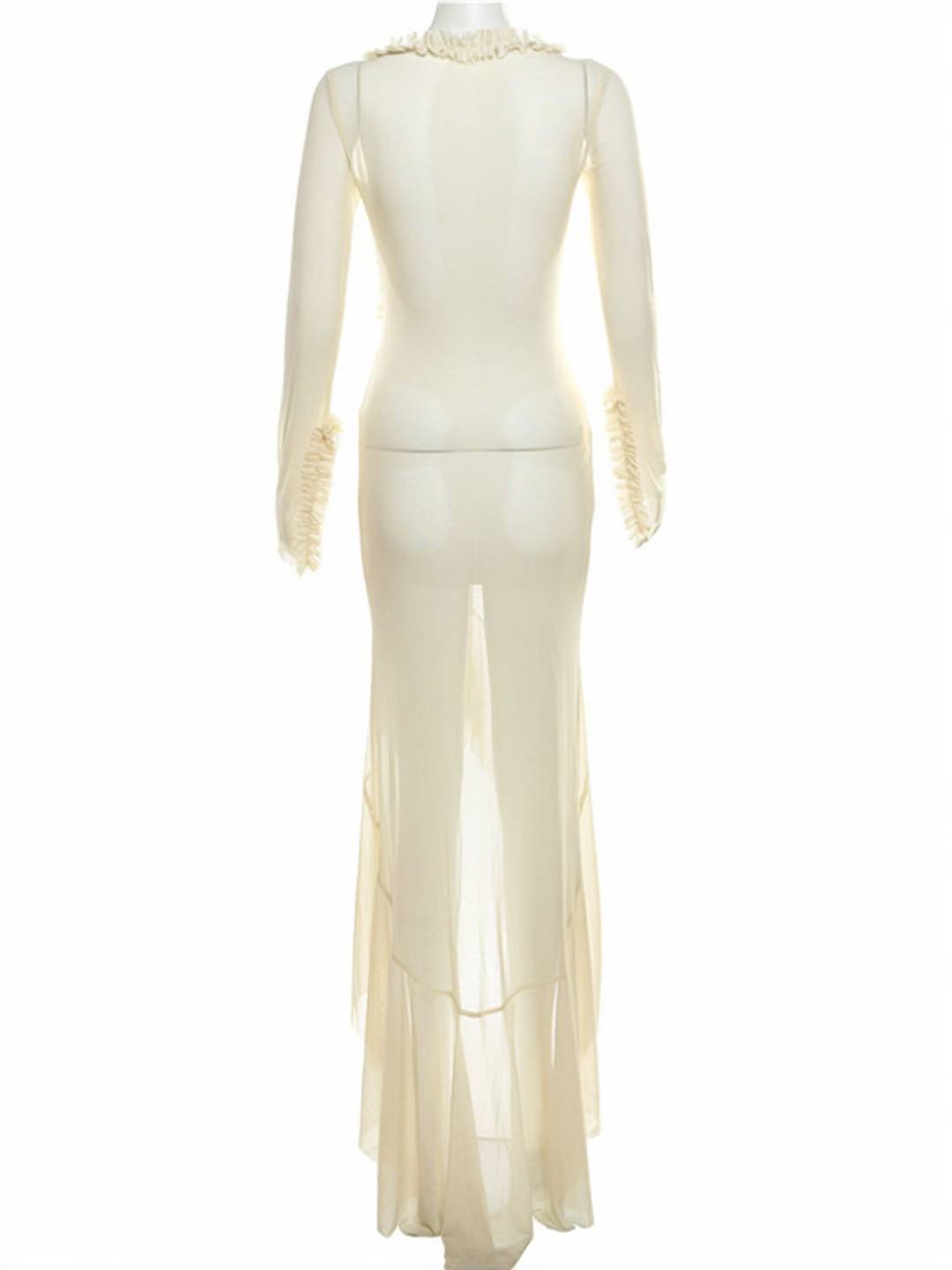 Kayliegh Robe de Plage Femme – Longue Robe Moulante avec Décolleté en V, Fente & Manches Fendues Boho