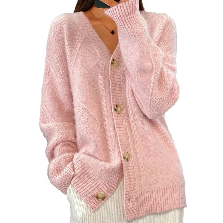 Lena Women's Cardigan – Soft Cashmere Button-Up Cardigan with Elegant Long Sleeves