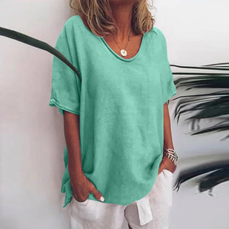 Ana Classic Women's Blouse – Loose-Fitting Blouse with Short Sleeves for a Casual Look