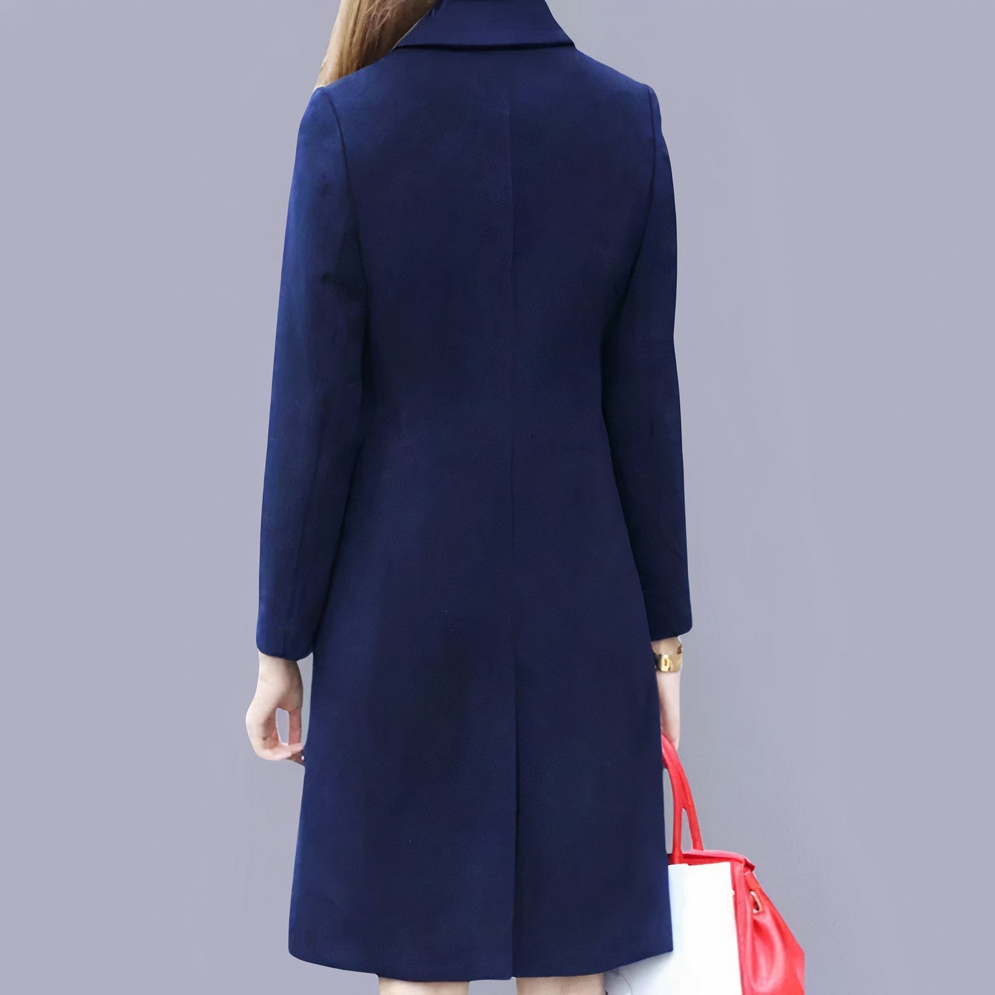 Analia Women's Elegant Coat – Classic Long with Chic Collar, Buttons & Comfortable Fit