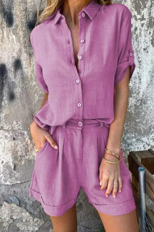 Lyca Women's Summer Set – Casual Lightweight & Comfortable Linen Outfit for Hot Days