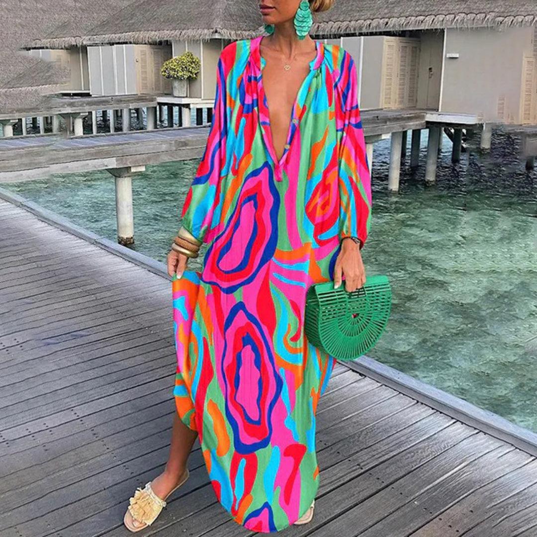 Paulette Long Dress for Women – Lightweight Bohemian Maxi Style Ideal for the Beach and Summer