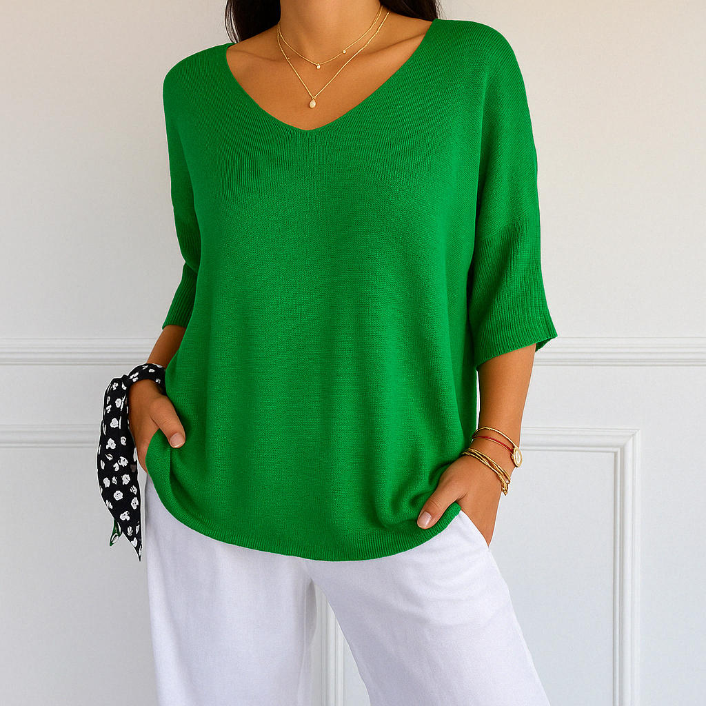 Coraline Pull Col V Femme – Maille Fine, Doux & Élégant pour un Style Raffiné