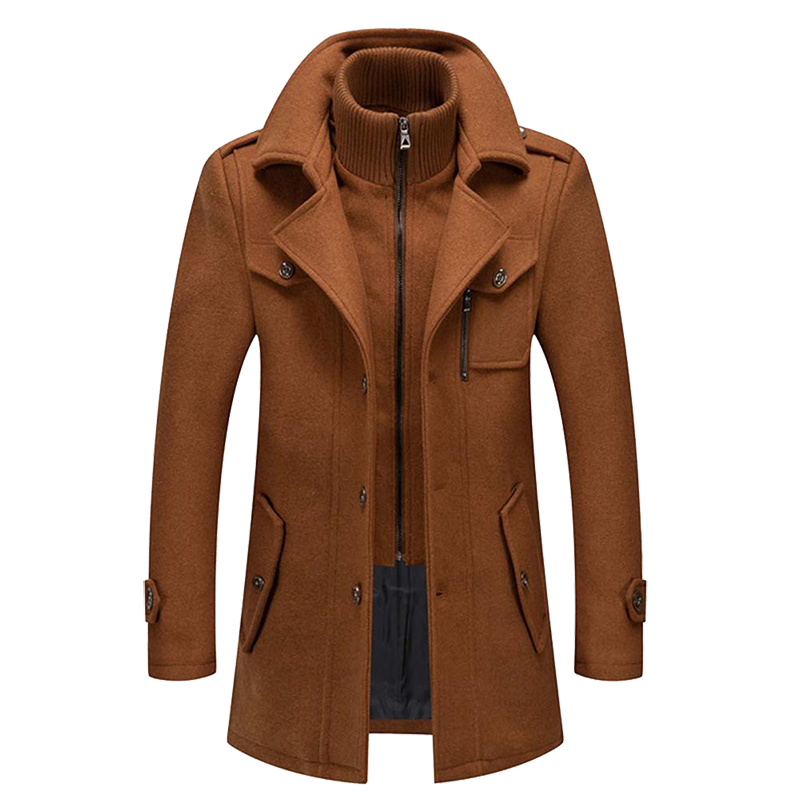 Daniel Long Wool Coat for Men – Elegant Buttoned Overcoat with Tailored Lapels