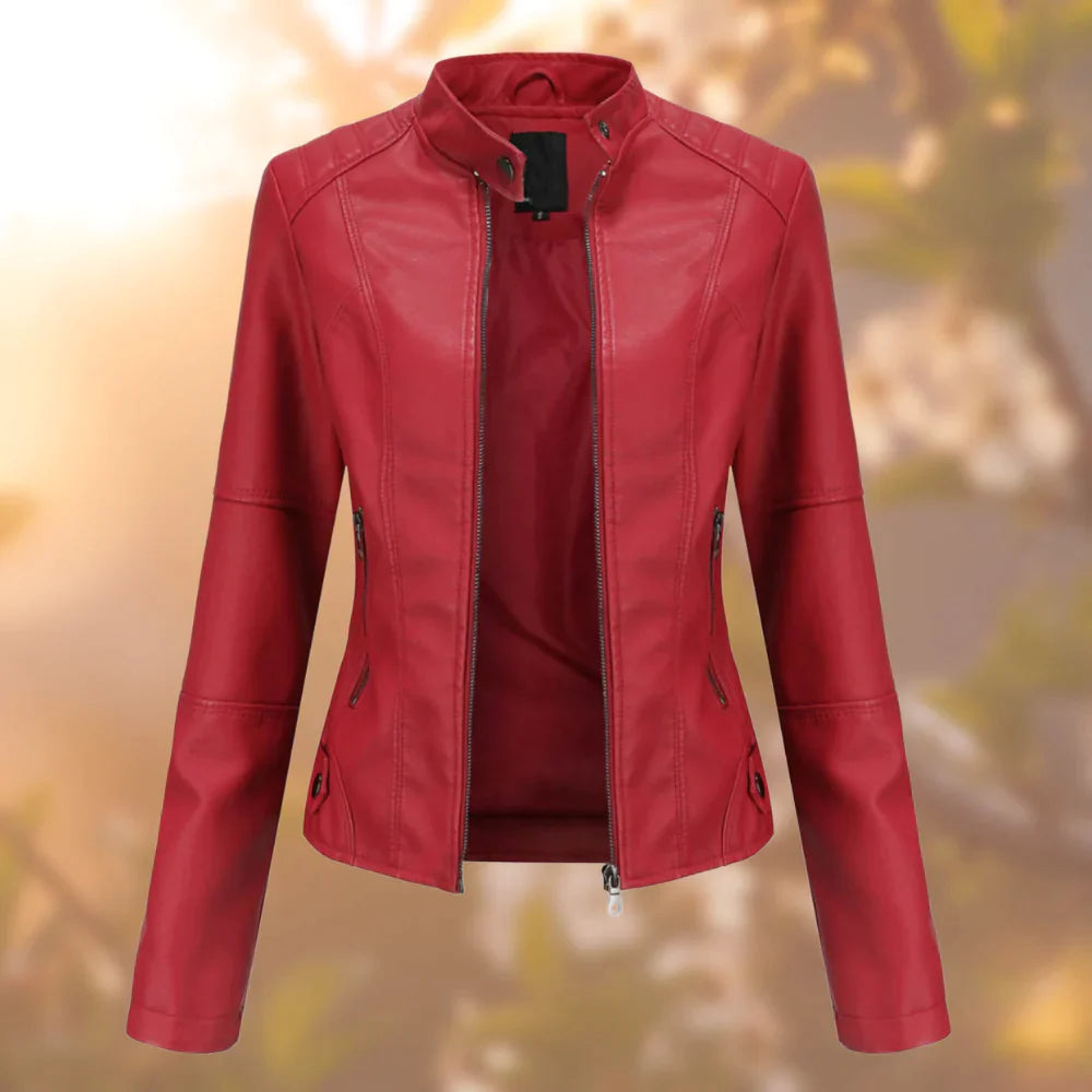 Sasha Veste Femme en Cuir – Blouson Slim Moderne avec Fermeture Éclair pour Mi-Saison