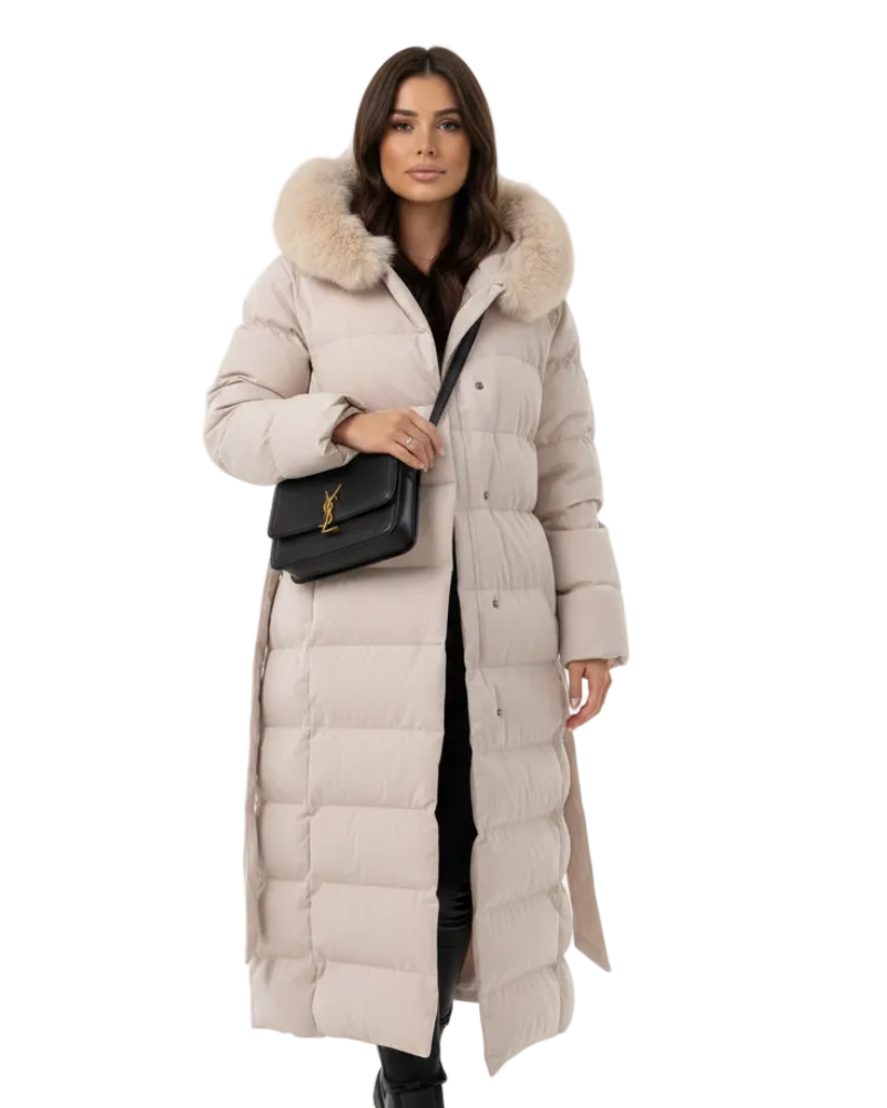 Eleva Long Coat for Women – Warm Water-Repellent Winter Jacket with Hood & Elegant Cut