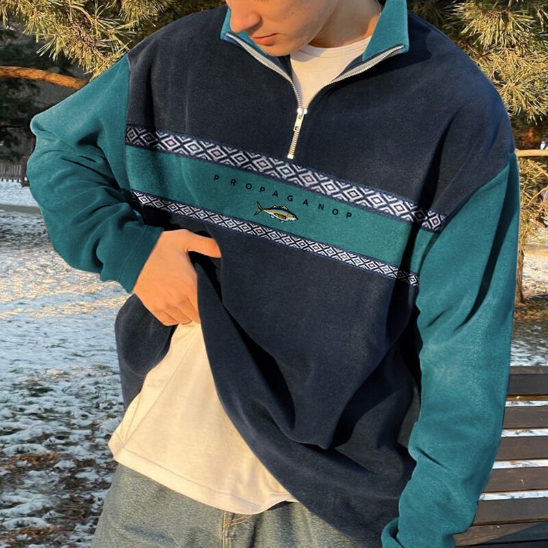 John Pull Zippé Homme – Sweater Retro Élégant avec Coupe Confortable & Style Automne-Hiver