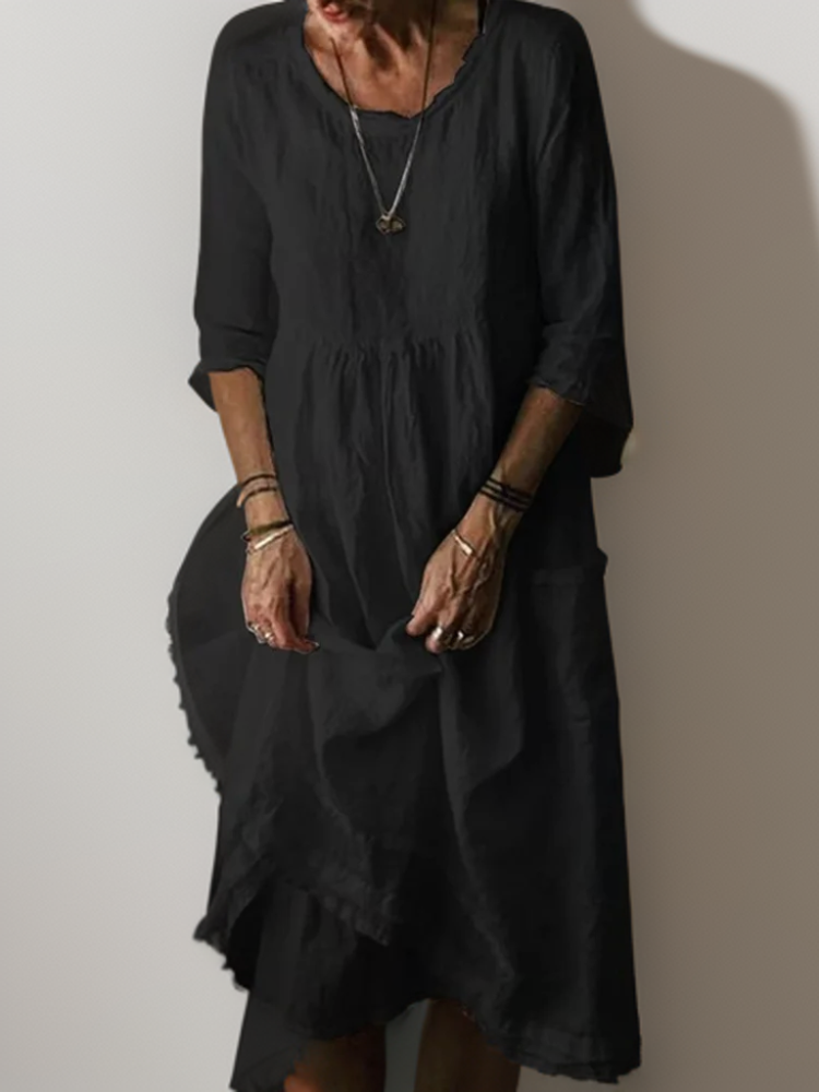 Camille Robe Maxi Femme – Robe Longue en Lin Légère, Élégante & Idéale pour l'Été