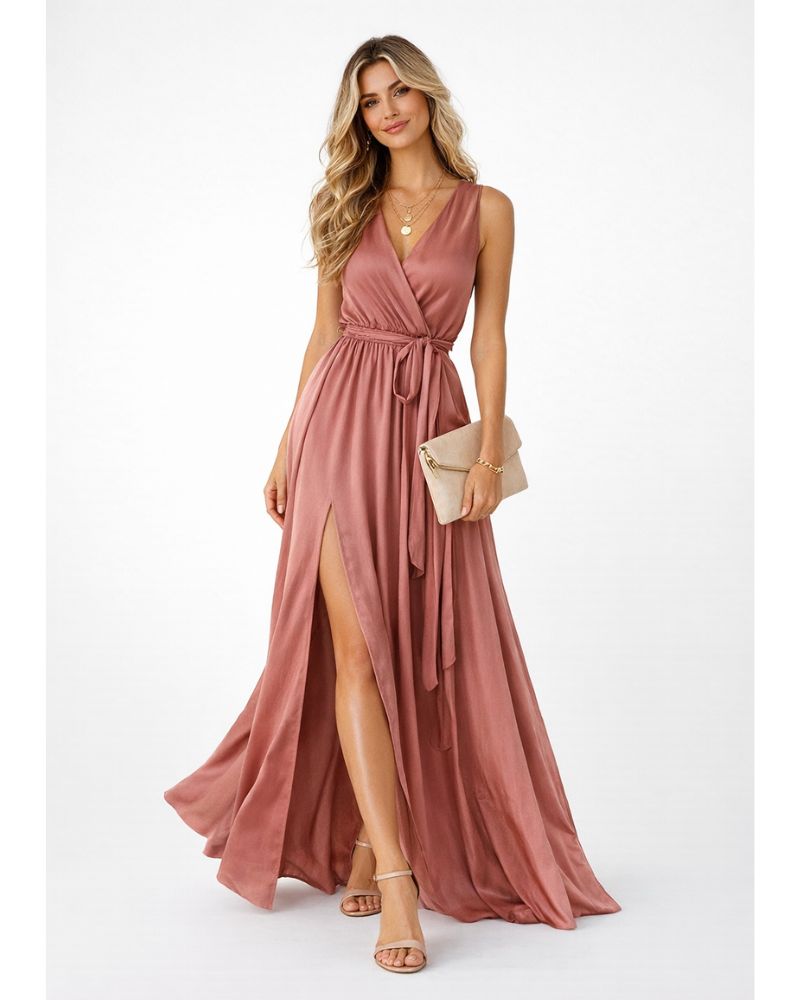 Lunesia Evening Dress for Women – Chic Long Sleeveless & Flowing Dress for Elegant Events