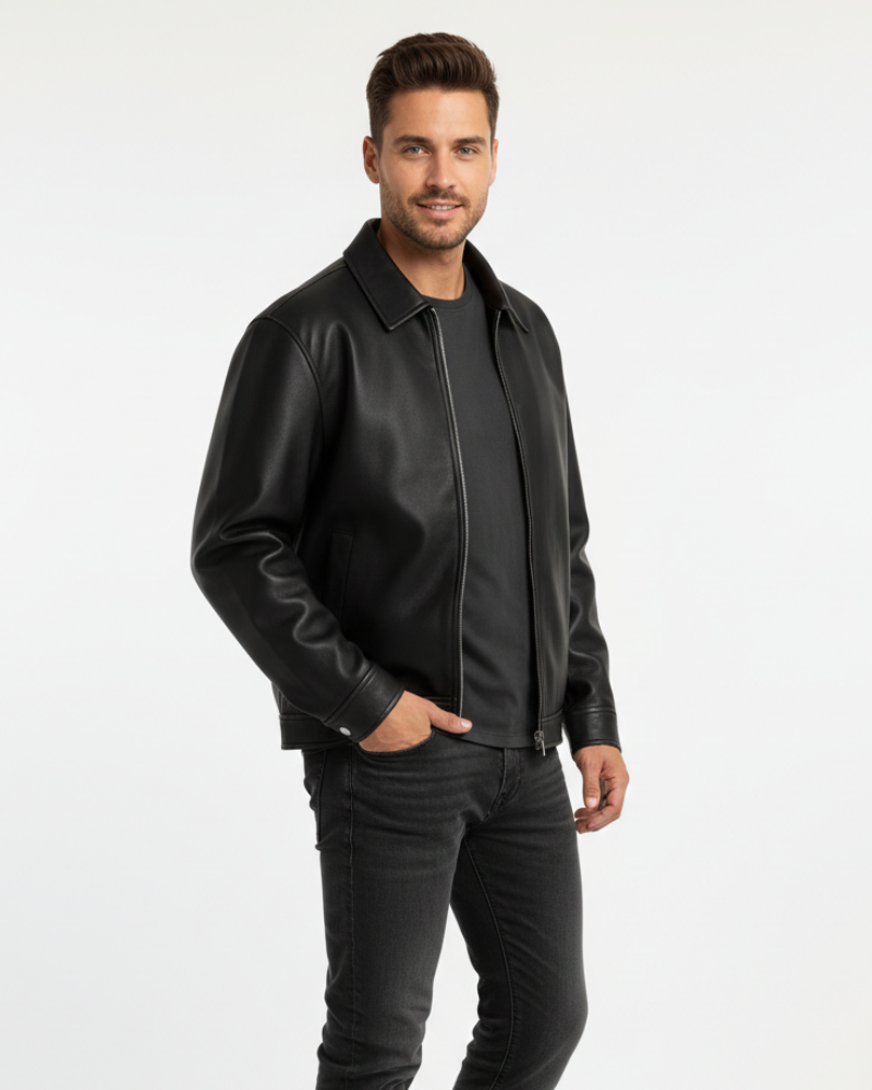 Modern leather jacket for men
