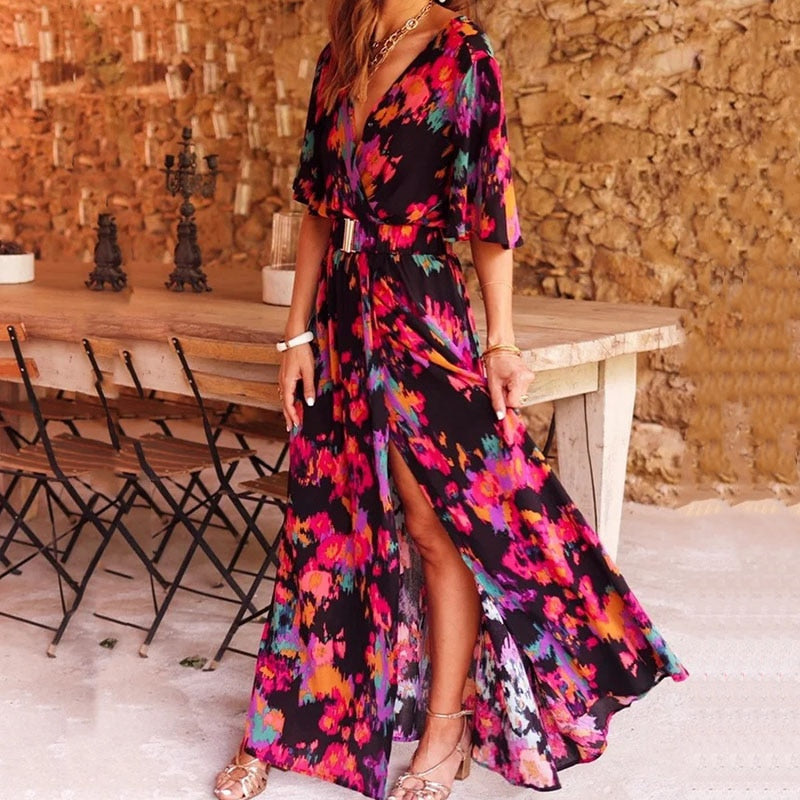 Long Dress for Women Ronja – Elegant Wrap Dress with Flattering Cut & Lightweight Summer Design