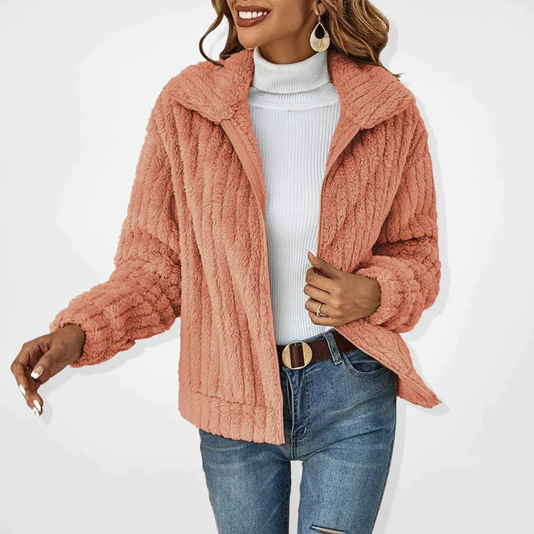 Noa Women's Long Fleece Gilet – Elegant, Warm with Zipper Closure and Practical Pockets