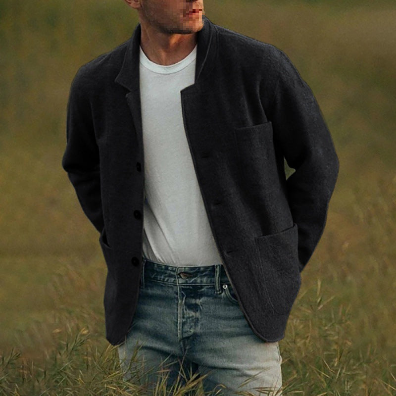 Dexter Casual Jacket for Men – Textured Fabric with Button Closure and Front Pockets
