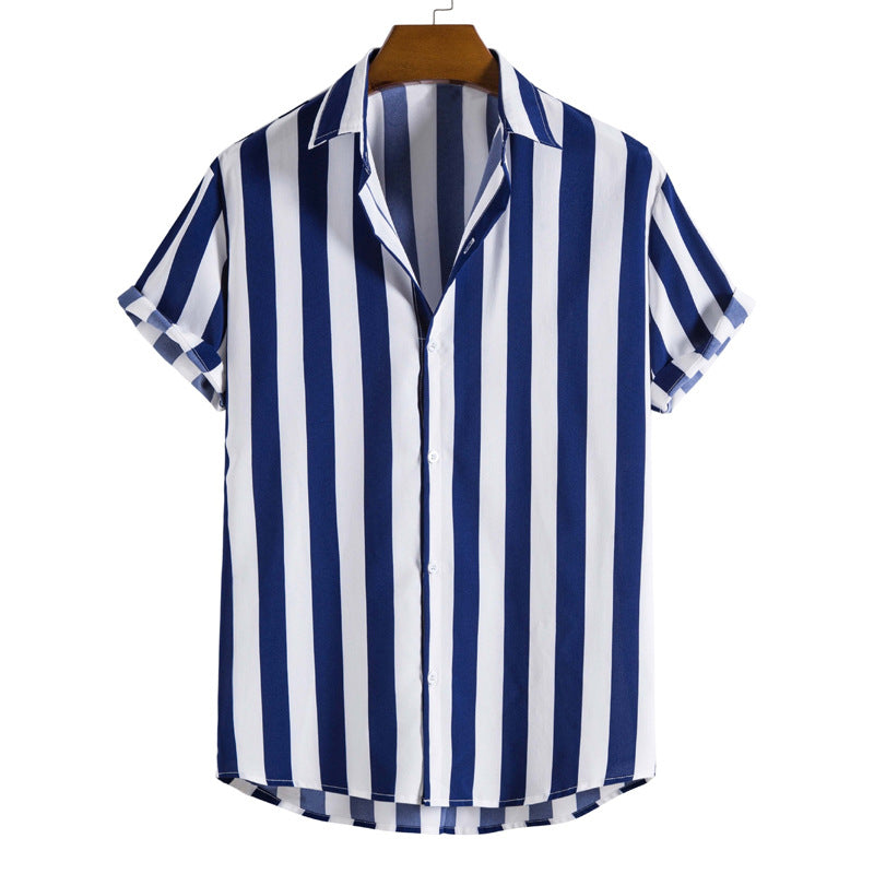 Liam Chemise Homme – Chemise Courte à Rayures Verticales Élégante & Légère pour Été Chic