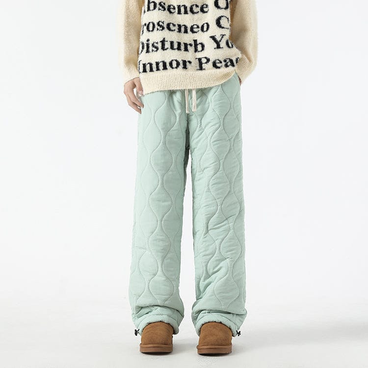 Logan Men's Winter Quilted Pants – Warm Fleece-Lined Pants with Loose Fit & Elastic Waistband