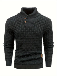 Aaron Men's High Neck Sweater – Thick Knit, Warm & Elegant with Wooden Buttons