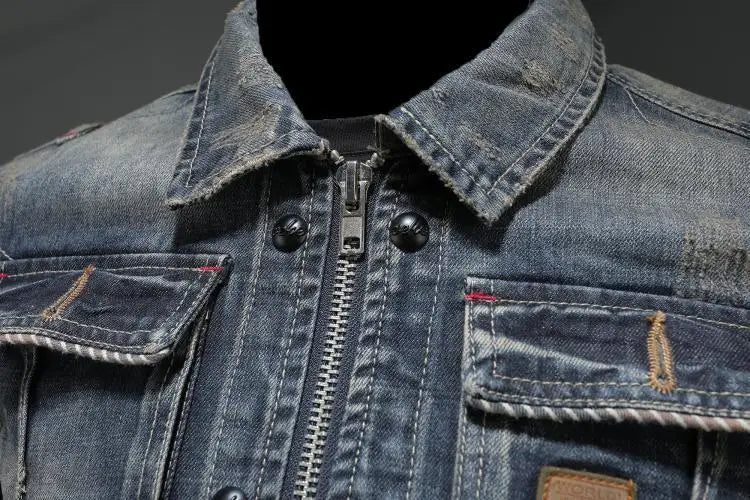 Men's Zayn Retro Denim Jacket – Classic Fit Long Sleeve with Vintage Style