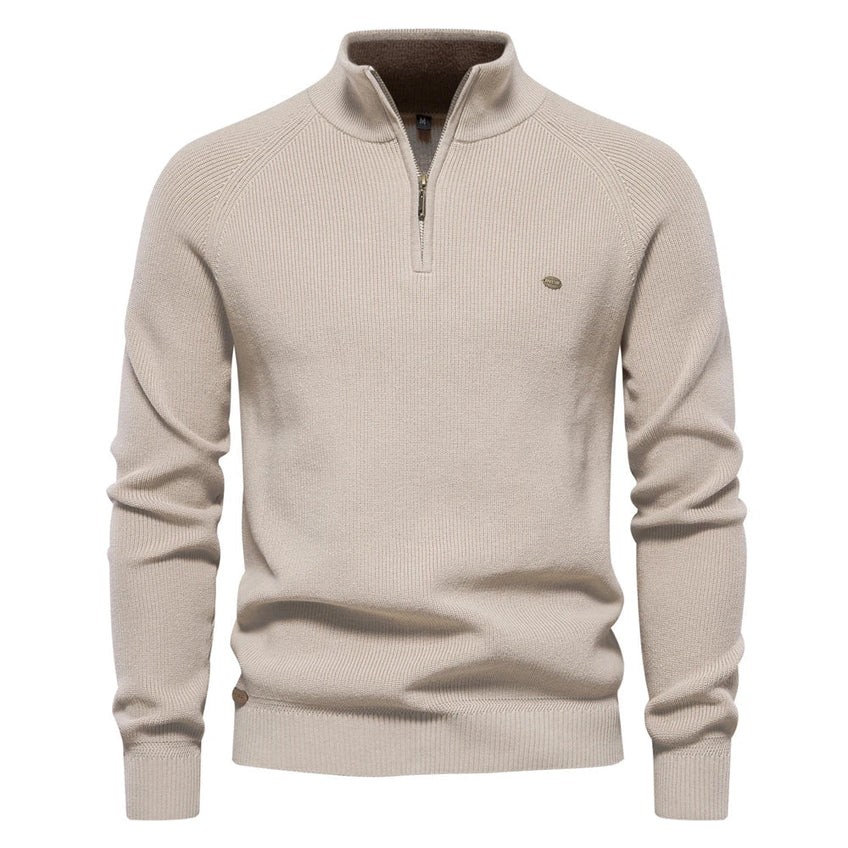 Axel Men's Knit Sweater – Zippered Collar, Regular Fit & Elegant Style for Chilly Days