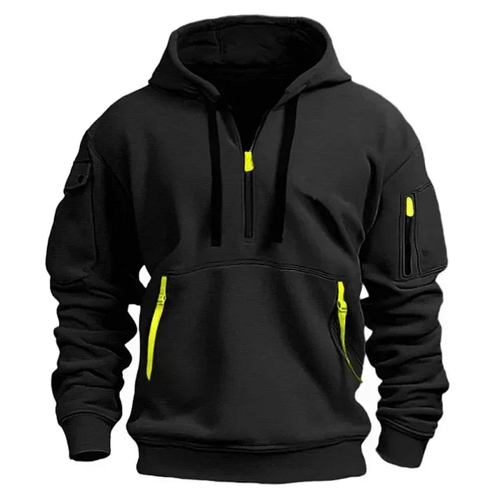 Mario Men's Hoodie – Modern with Half-Zip, Multiple Pockets & Casual Style