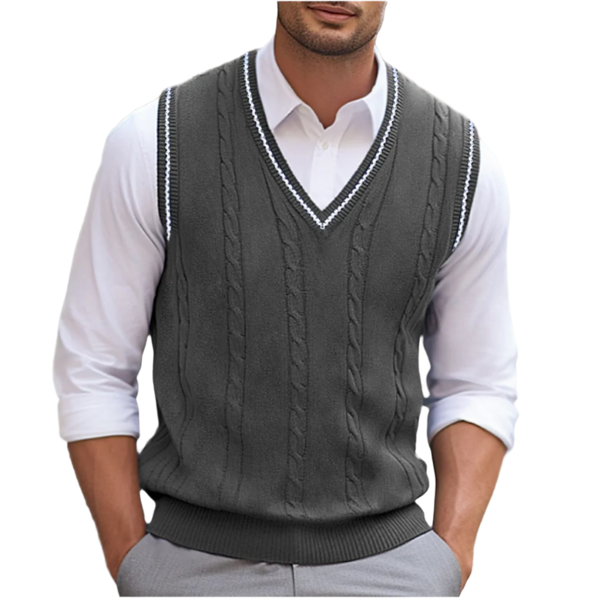 Kyson Men's Sleeveless Sweater – Elegant & Comfortable V-Neck Modern Style