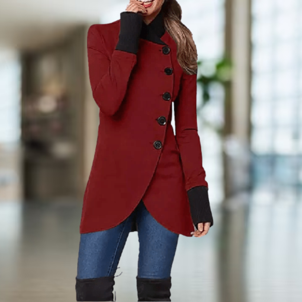 Cindi Women's Coat – Warm & Elegant Asymmetrical Winter Coat for Daily Comfort