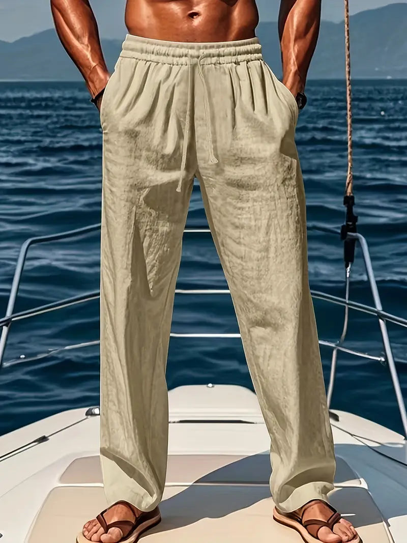 Ethan Men's Pants – Breathable Wide-Leg Linen Pants with Loose Fit & Elegant Summer Style